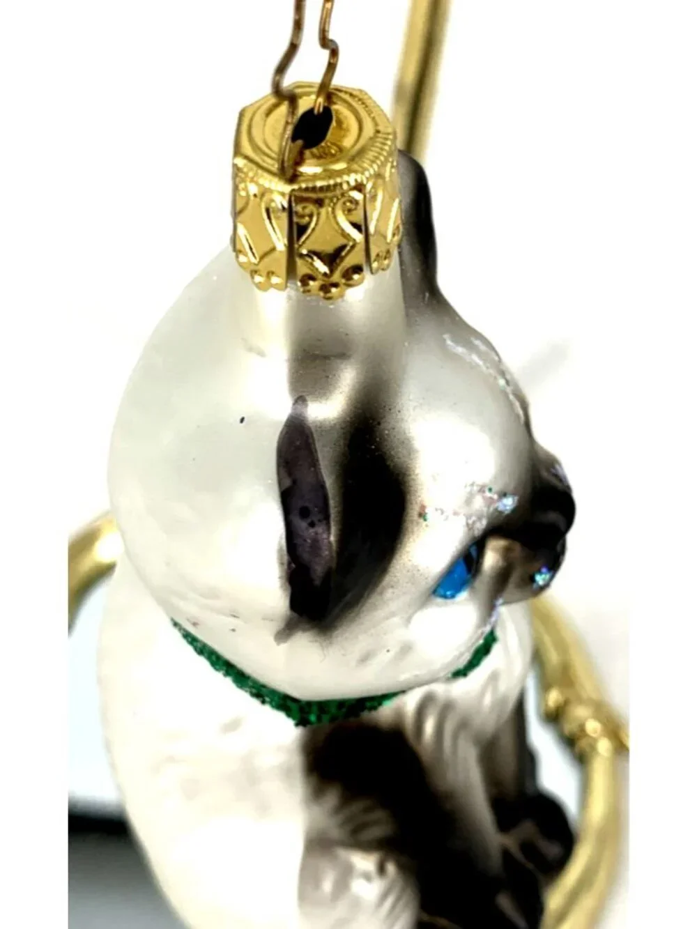 Inge-Glas Kitty Cat Christmas Ornament Siamese Hand Blown
